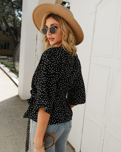 Women Point Print Blouse Shirt