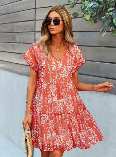 A-line Skirt Loose Print Dress