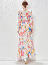 Lantern Pleated Big Swing Print Dress