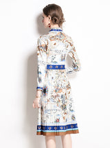 Printed Slim Long Sleeve Shirt Dress