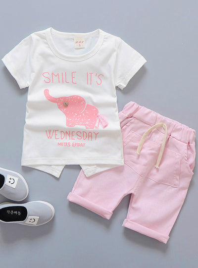 Pattern Cotta Pants 2Pcs/Sets Kids Sport Suits