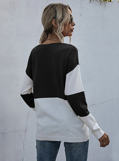 Turtleneck Stitching Contrast Sweater