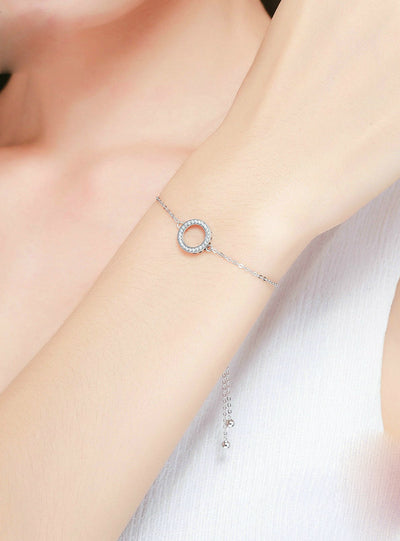 925 Sterling Silver Glittering Round Circle Chain