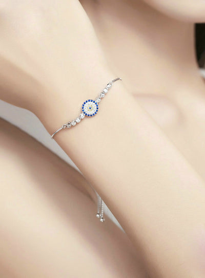 925 Sterling Silver Lucky Round Blue Eyes Power