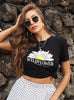 Crew Neck Daisy Female Print T-shirt