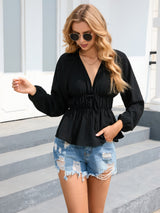 Sexy Lace Up Long Sleeve Shirt