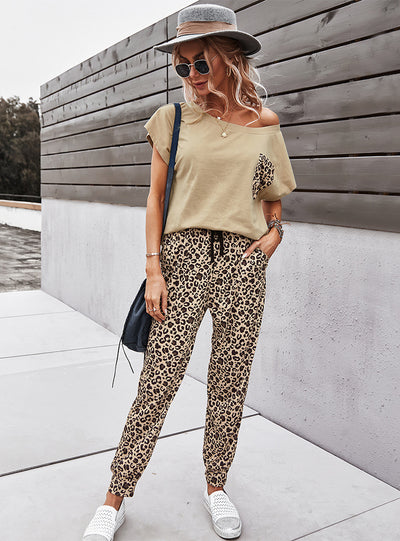 Short Sleeves Spliced T-shirt Suit