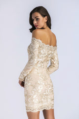 Sexy Off the Shoulder Long-sleeved Mini Slim Dress