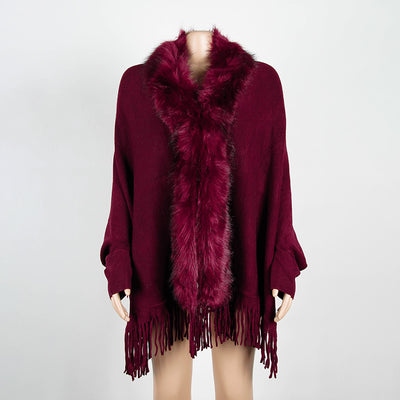 Fringed Cape Shawl Cape Cardigan Sweater