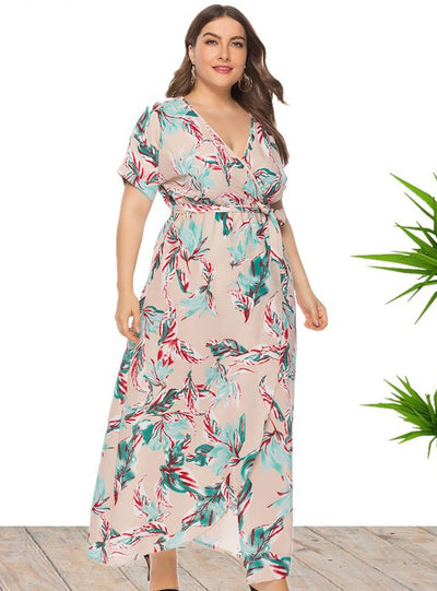 Printed Bohemian Beach Split Dress