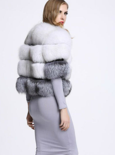Faux Fox Fur Short Half Sleeve Coat Female