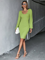 Knitted Sexy Backless Long-sleeved Dress