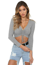 Women Long Sleeve Band Chest Strap Top