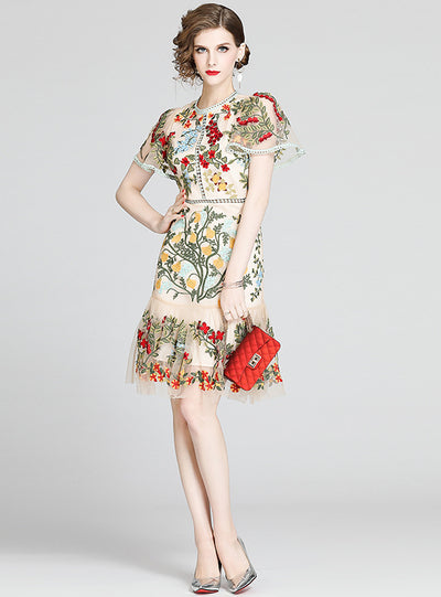 Water Soluble Lace Gauze Embroidered Dress