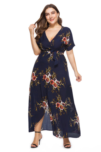 Orinted Bohemia V-neck Beach Dress