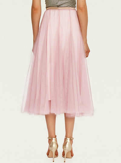 A-Shaped Gauze Skirt Tea-Length Dress