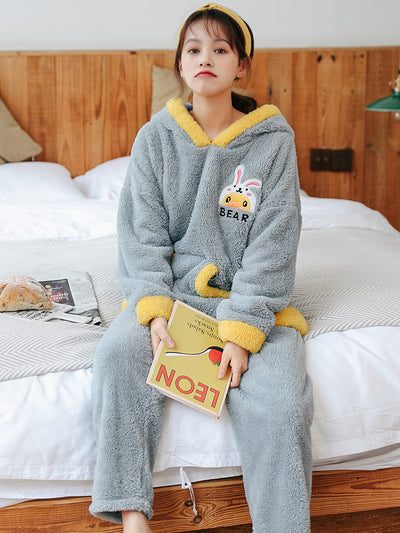 Hooded Little Yellow Duck Thickened Flannel Sweet