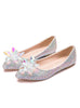 Rhinestone Pointed Glass Crystal Flower Wedding Shoes
