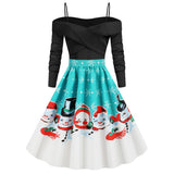 Christmas Sling Snowman Print Dress