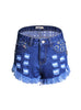 Punched High Waist Rivet Denim Shorts