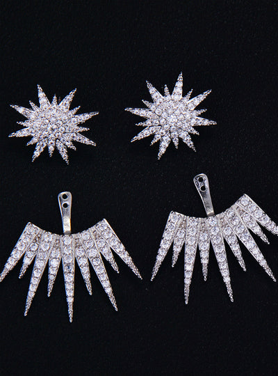 Rhodium Plated Star Shaped Stud Earrings