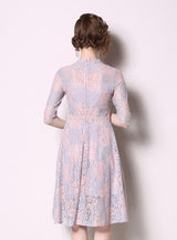 Slim and Slim Five-point Sleeve Lace Dress