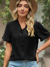 V-neck Chiffon Short-sleeved Shirt