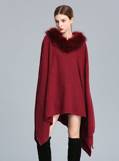 Fox Fur Shawl Cape Loose Pullover Shawl
