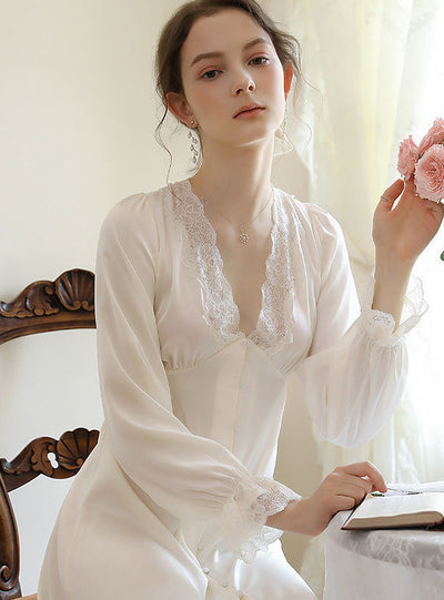 Silk Lace Nightgown Home Dress