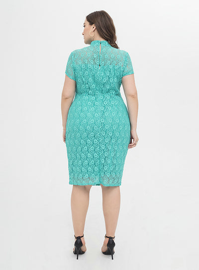 Elegant Slim Short Sleeve Lace Dress