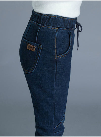 For Tall Girl Elastic Waist Boyfriend Denim Pants