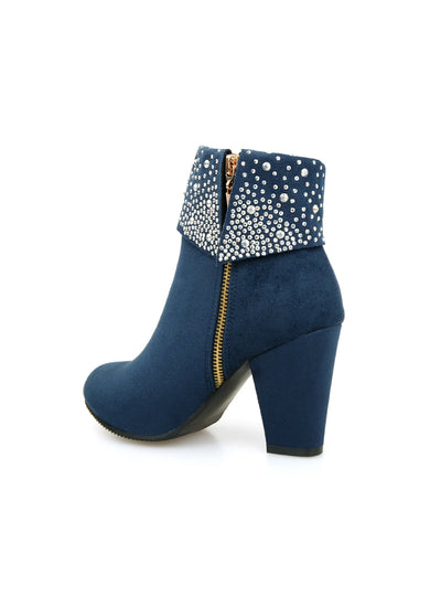 Women Boots Fashion Thick High Heels Boots Crystal