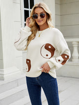 Loose Pullover Color Matching Sweater