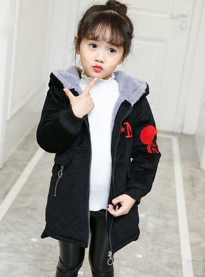 Warm Letter Velvet Cotton-Padded Children's Coat