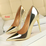 Shallow Pointed Metal High Heels