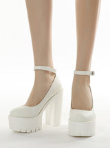 Buckle Thick Platform Waterproof Platform High-heeled