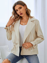 Casual Lace Up Top Coat