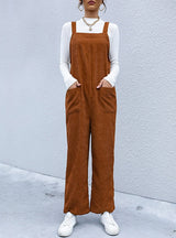 Women Retro Corduroy Bib Pants
