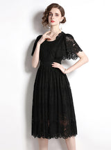 Printed Beaded Lace Fashion Dress