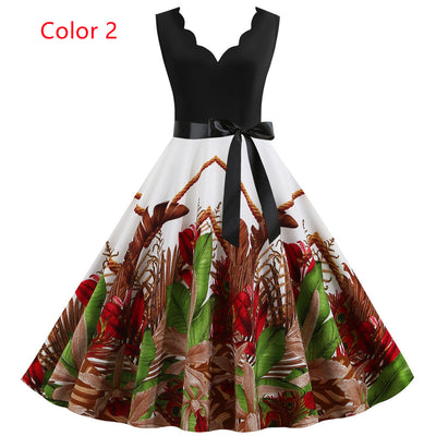 Sleeveless V-neck Burnt Print Dress