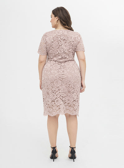 Plus Size Slim-fitting Lace Hip V-neck Dress