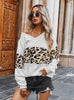 V-neck Color Leopard Sweater