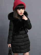 Fur hooded Kids Winter Jacket Girls Warm Coats Girls
