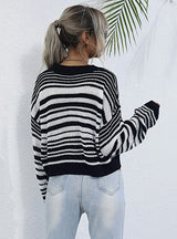 Women's Short Striped Collar Sweater