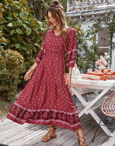 Bohemian Leisure Holiday Print Dress