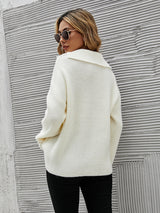 Loose Solid Color Padded Suit Collar Sweater