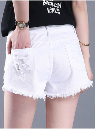 High Waist White Jeans Shorts Women Denim
