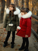 Children's Thicken Cotton Parkas For Girls Fur