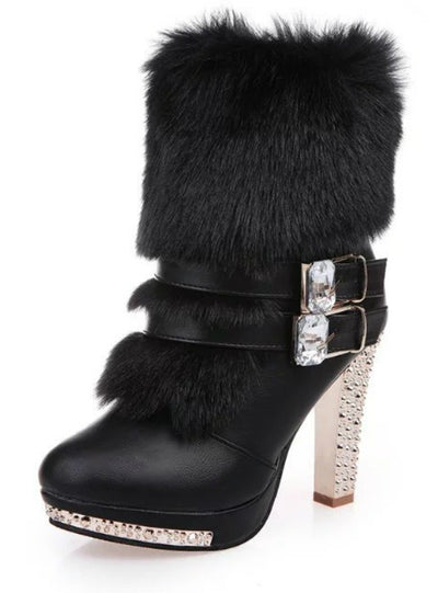 Winter Fur Boots Plush Warm Platform Ankle Boots
