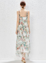 Heavy-duty Sling Floral Gauze Big Swing Dress
